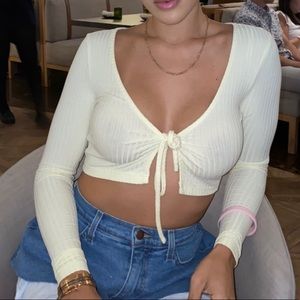 Long sleeve front tie top